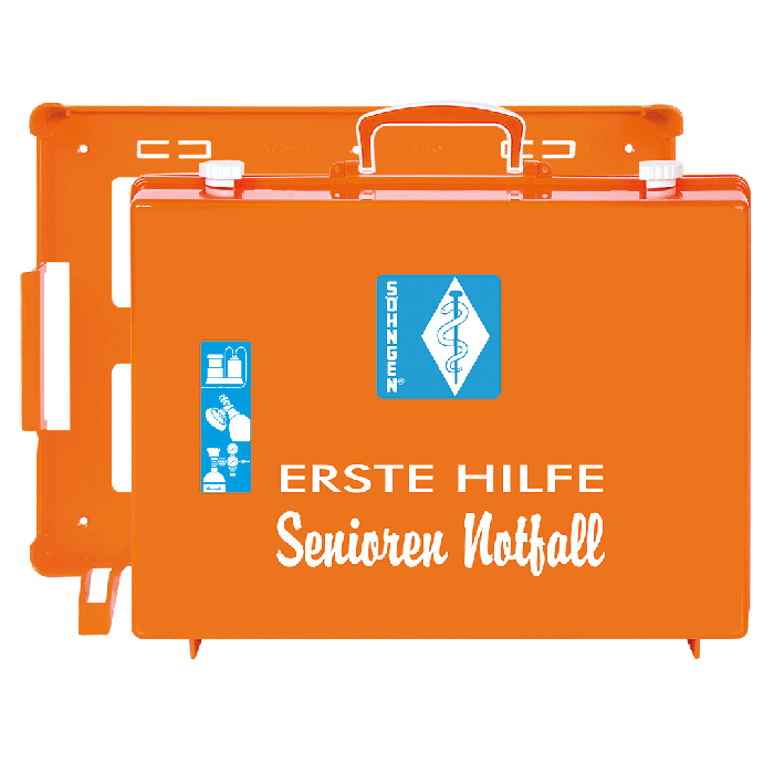 Primeros auxilios para personas mayores: kit de emergencia MT-CD naranja, completo