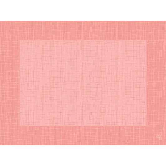 Ein rosafarbenes, schraffiertes Quadrat erinnert an die Dunicel-Tischsets 30 x 40 cm Linnea mellow rose der Duni GmbH - ideal für stilvolle Tischdekoration mit stoffähnlicher Struktur. Packung mit 100 Stück.