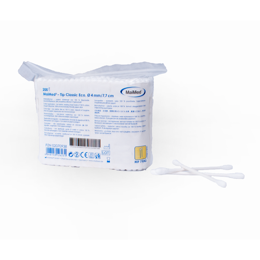 MaiMed -Tip Classic ECO (small head) non-sterile cotton swabs, cardboard stick, 200 pieces/bag | Pack (200 pieces)