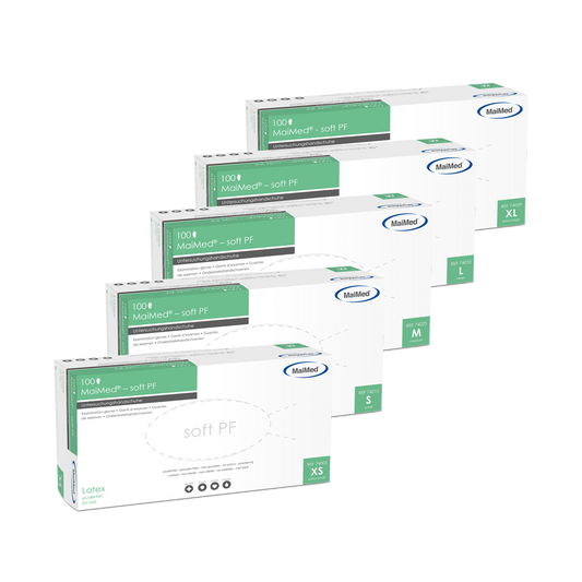 Guantes de examen de látex MaiMed-soft PF no estériles sin polvo 100 unidades/caja