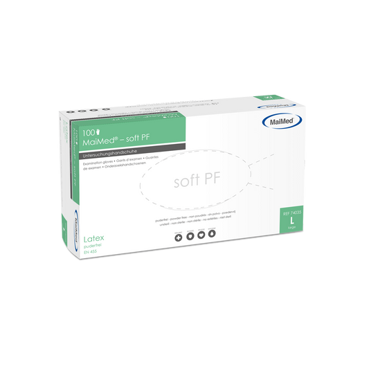 Guantes de examen de látex MaiMed-soft PF no estériles sin polvo 100 unidades/caja