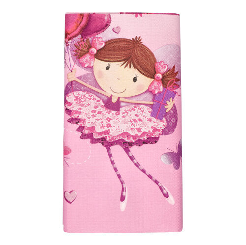 Die PAPSTAR Tischdecke aus hochwertigem Papier (120 x 180 cm) von PAPSTAR GmbH zeigt ein lächelndes Mädchen im rosa Tutu mit Ballons und Geschenk auf rosa Hintergrund – perfekt als stilvolle Tischdekoration.