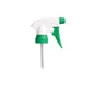The Dr. Schumacher spray pump from Dr. Schumacher GmbH is a white-green plastic spray nozzle with a long dip tube, ideal for the precise dosing of disinfectants, shown isolated on a white background.
