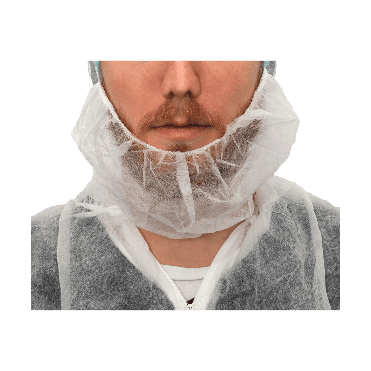 MaiMed-Beard, skjeggbeskyttelse av hvit fleece, med lateksfri strikk, 100 stk/pk | Pakke (100 stk)