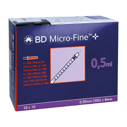 Jeringa de insulina Micro-Fine Plus | Paquete (100 piezas)