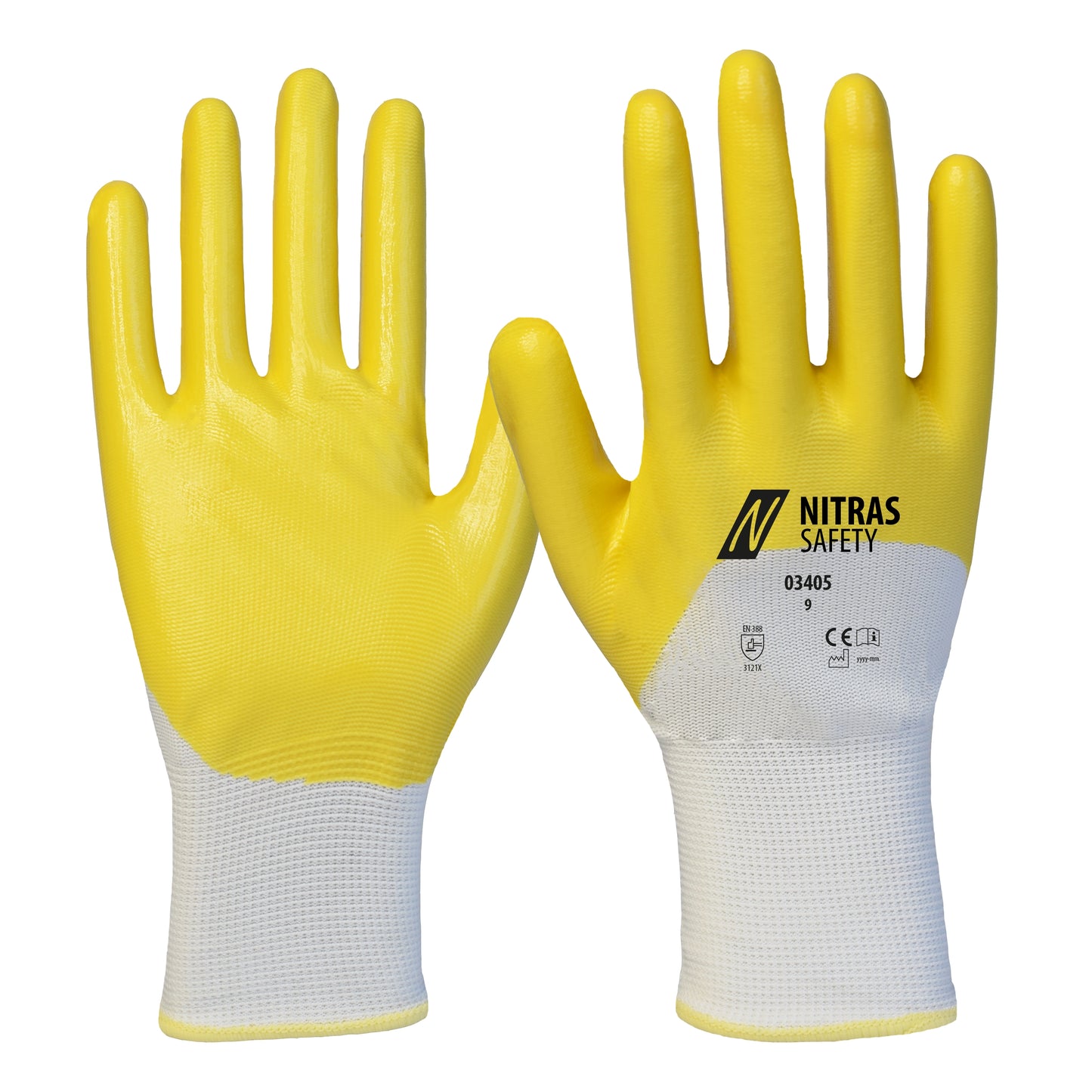 Guantes de nitrilo NITRAS, blanco / amarillo