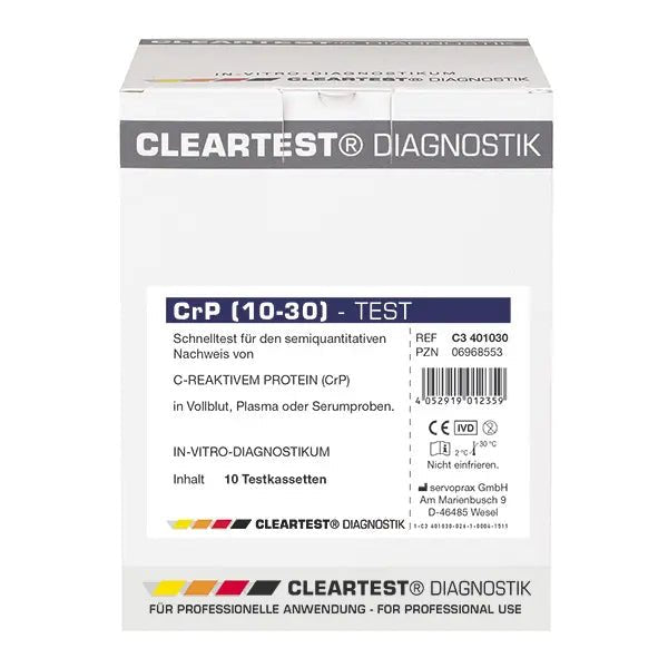 Cleartest CrP (10/30) Corte: 10 mg/l Referencia: 30 mg/l Paquete: 10 pruebas | Paquete (10 pruebas)