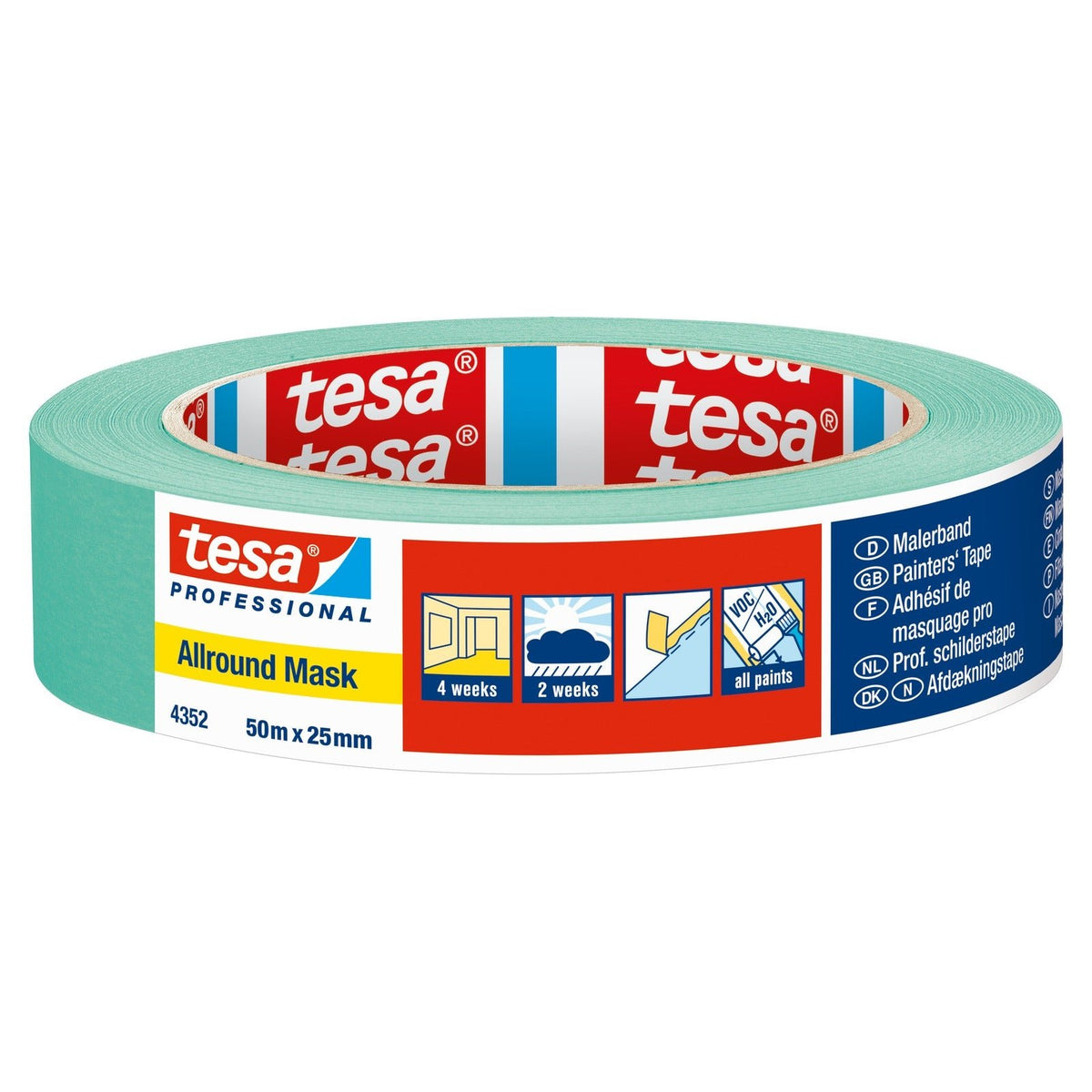 tesa Allround Mask 4352 Craftsmen, pastel green, 50 m x 25 mm