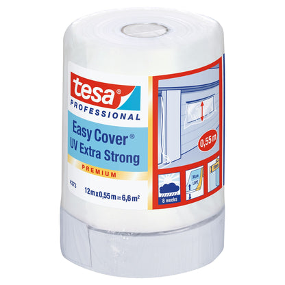 tesa Professional 4373 Easy Cover UV Extra Strong Masking Film, Gray-White, 12 m x 550 mm