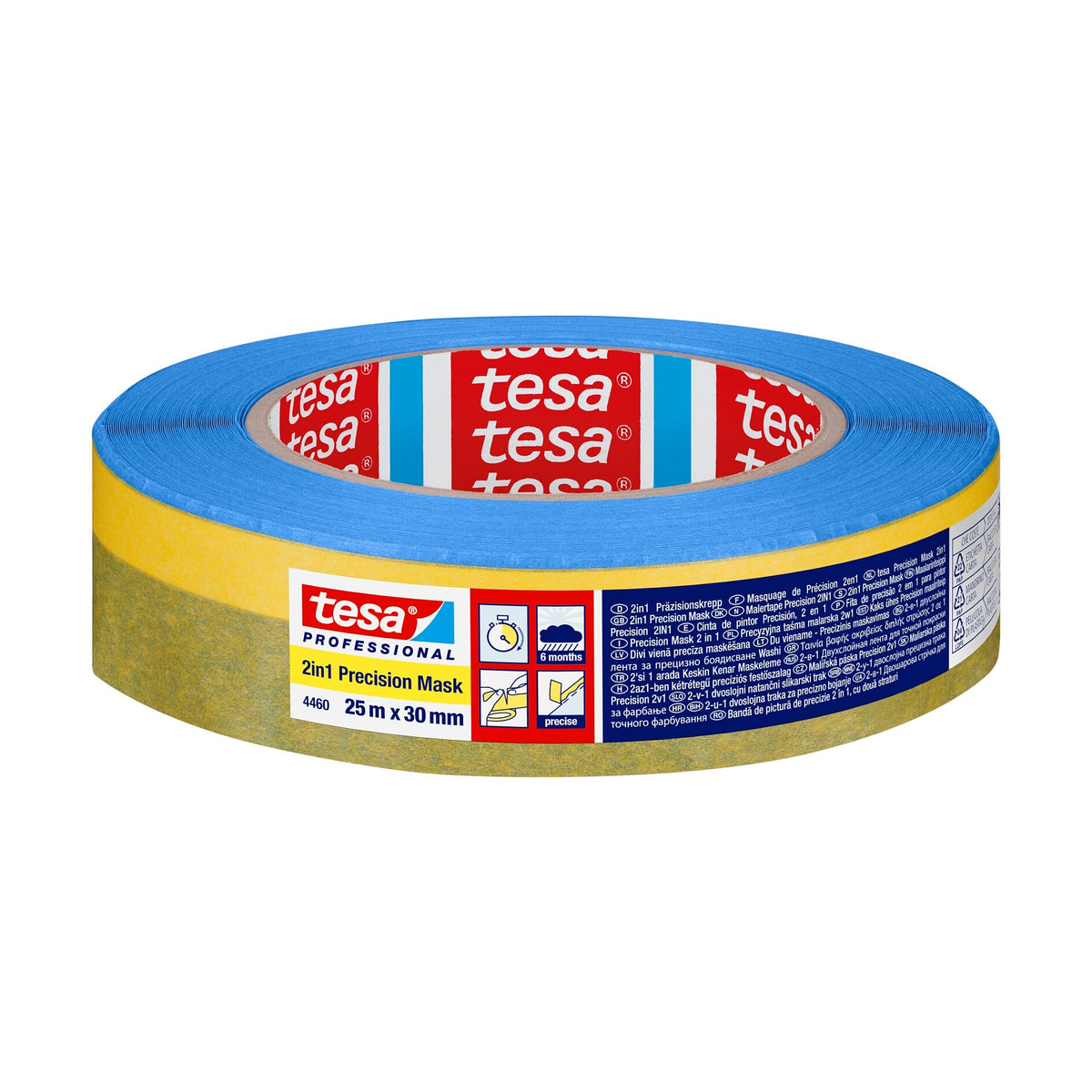 tesa Professional 4460 2-in-1 Precision Masking Tape, 25 m x 30 mm