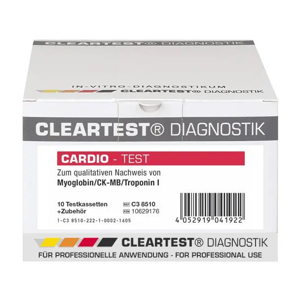 Cleartest Cardio, Paquete: 5 casetes de prueba Mioglobina/CK-MB/Trop I | Paquete (5 pruebas)