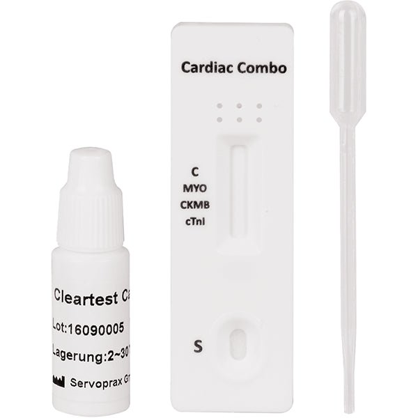 Cleartest Cardio, Paquete: 5 casetes de prueba Mioglobina/CK-MB/Trop I | Paquete (5 pruebas)