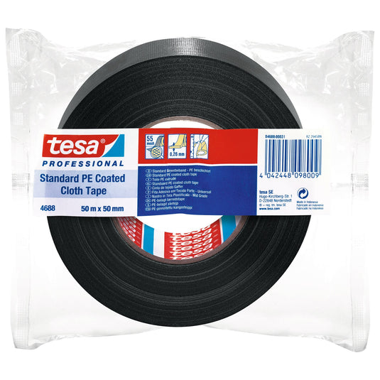 Cinta de reparación tesa Professional 4688 PE, negra, 50 m x 50 mm