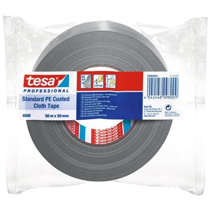 tesa Professional 4688 PE Repair Tape, Silver-Gray, 50 m x 50 mm