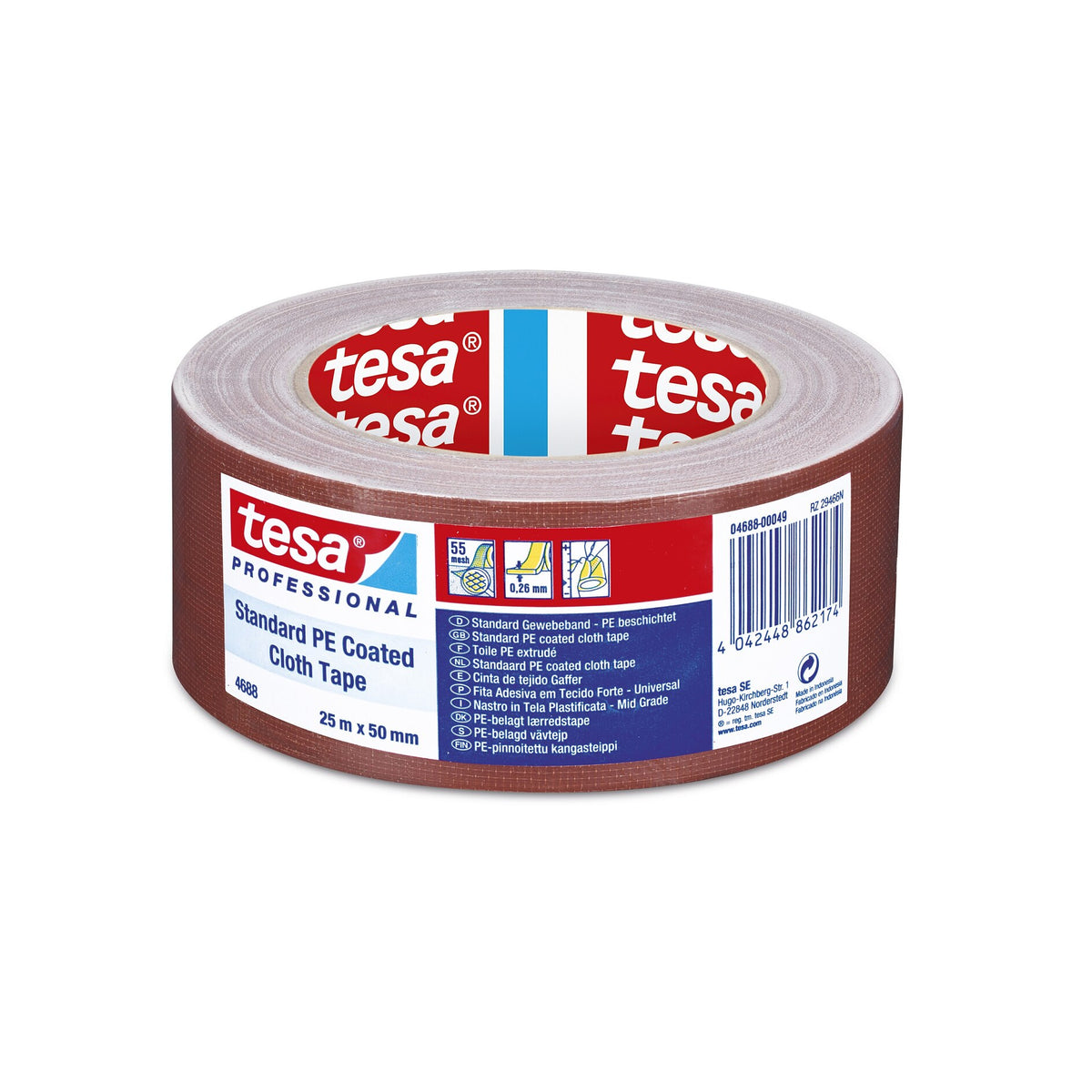 tesa Professional 4688 PE Repair Tape, Brown, 25 m x 50 mm