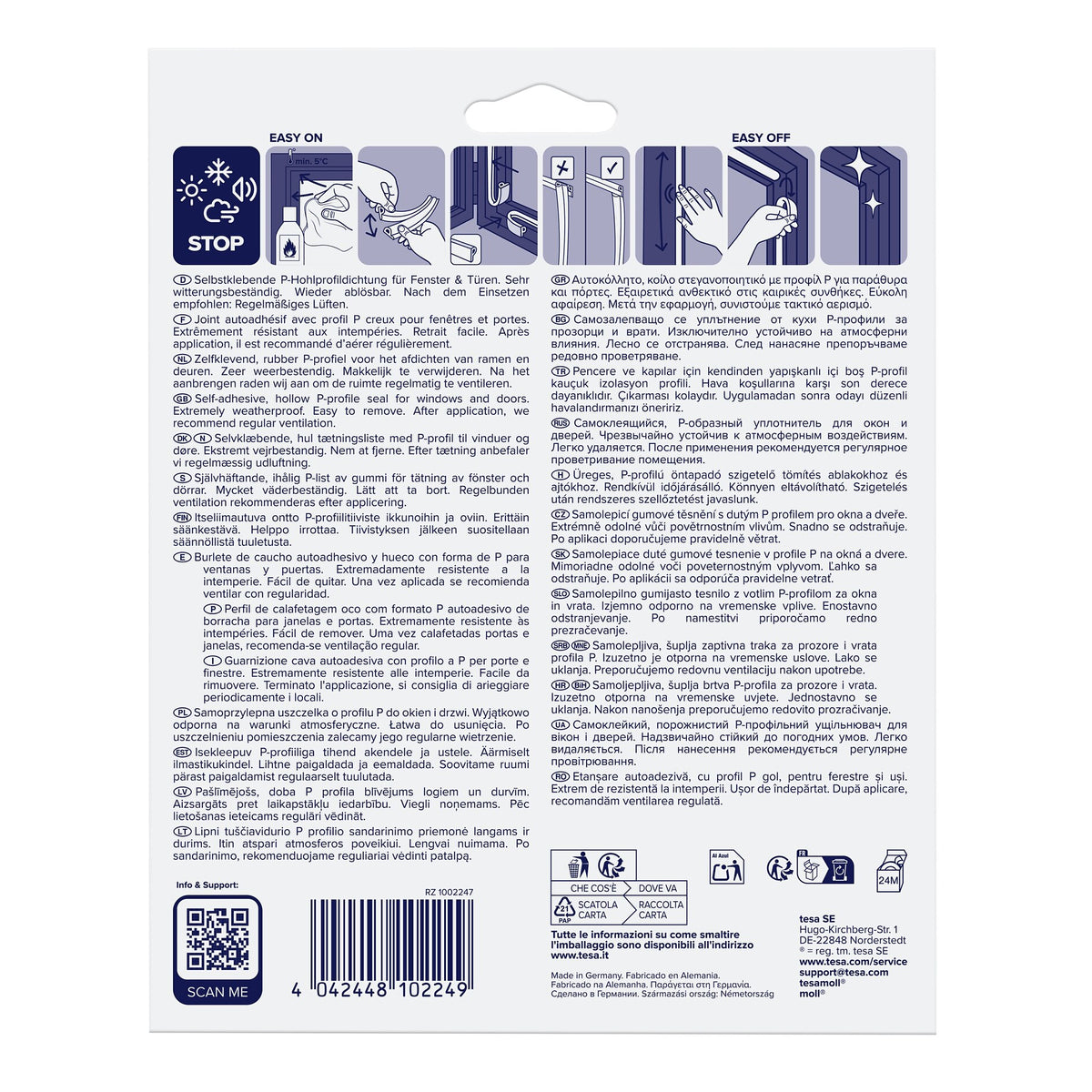 tesa INSULATION Rubber Sealing Tape L, white, 25 m x 9 mm