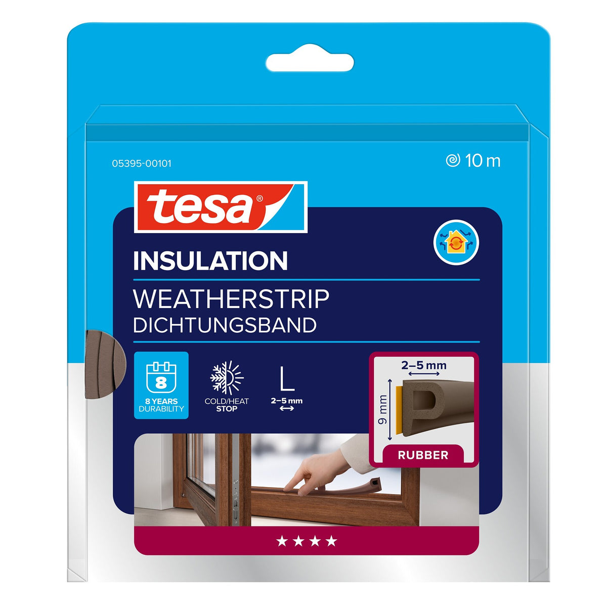 Cinta de sellado tesa INSULATION de goma L, marrón, 10 m x 9 mm