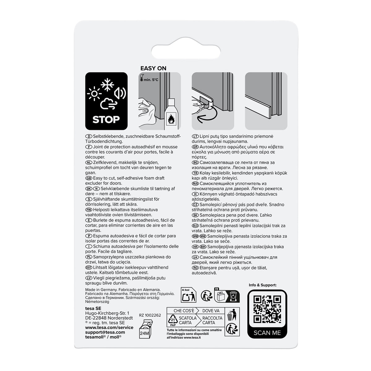 tesa INSULATION Door Seal, 1 m x 38 mm, white