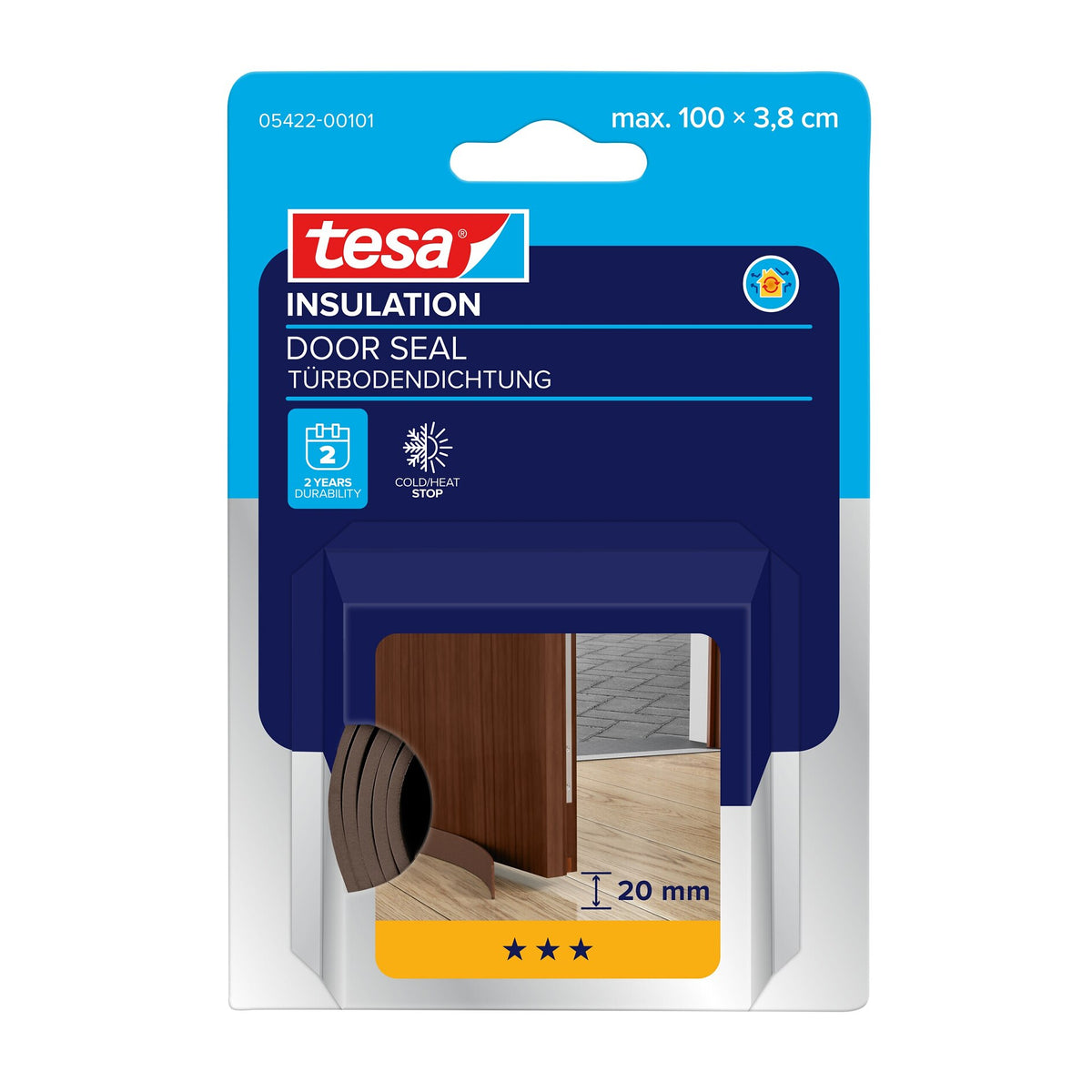 tesa INSULATION Door Seal, 1 m x 38 mm, brown
