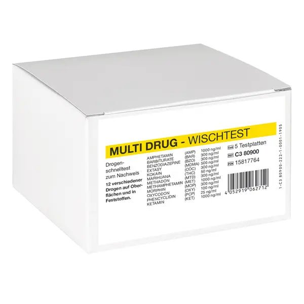 Prueba de toallita Cleartest Multi Drug combinación de 12 medicamentos, placa de prueba