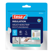 tesa INSULATION Sealing Tape, PE Foam, White, 6 m x 9 mm x 4 mm