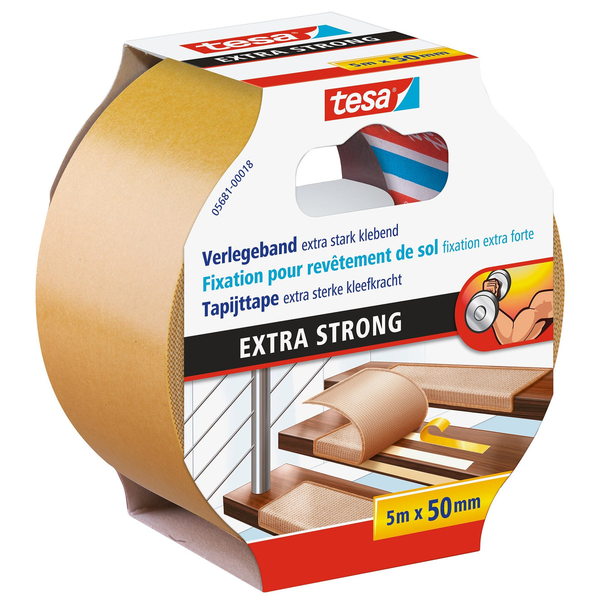 tesa 5681 Installation Tape, Extra-Strong Adhesive, 5 m x 50 mm, White