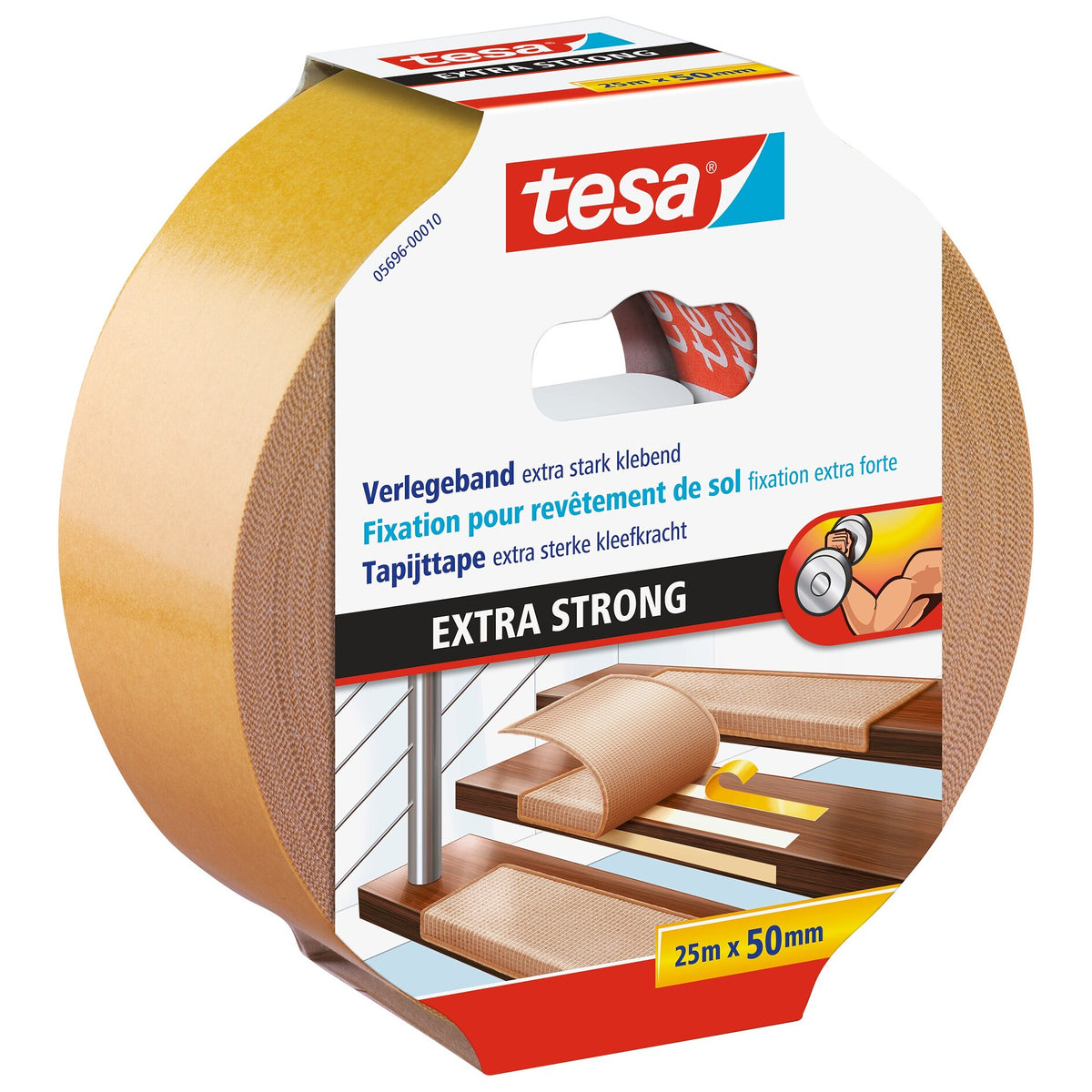 tesa 5696 Installation Tape, Extra-Strong Adhesive, 25 m x 50 mm, White