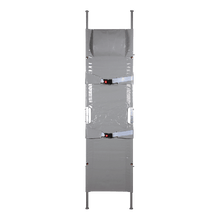 Stretcher K, folds in half twice, synthetic fiber fabric, 2 glide feet and 2 casters