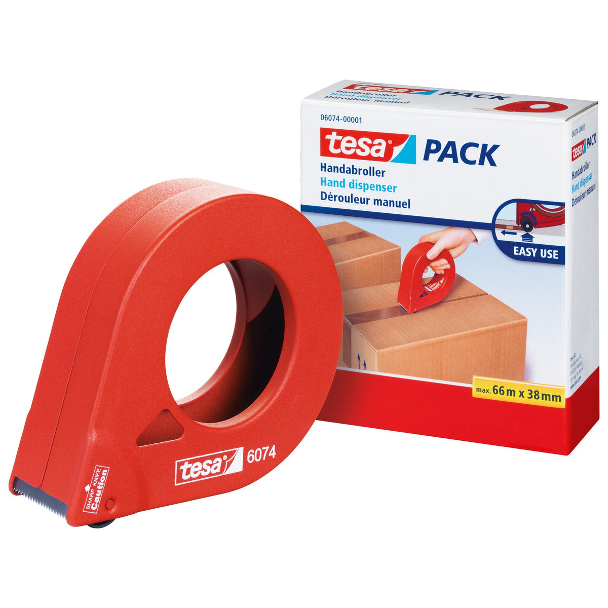 Dispensador manual de cinta adhesiva para embalaje tesa 6074 para rollos de 38 mm de ancho