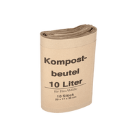 A stack of DEISS 7152 compost bags (20+16x36 cm, 70 g/m²), EMIL DEISS KG (GmbH + Co.), in a carton containing 300 bags, is shown standing upright in practical packaging against a plain white background.
