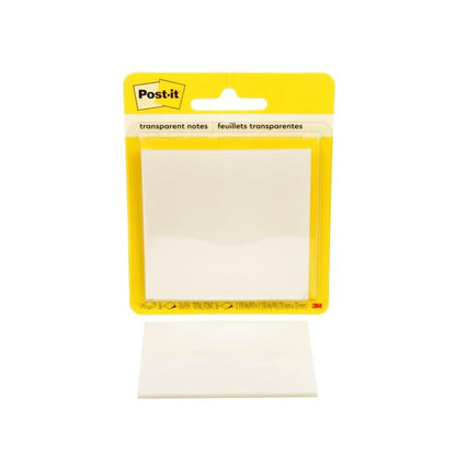Un paquete de notas transparentes Post-it® de 3M Deutschland GmbH, 73x73 mm, con 36 hojas por bloque y reverso transparente. El texto es visible en la parte superior; perfecto para organizar notas. 1 pieza por paquete.