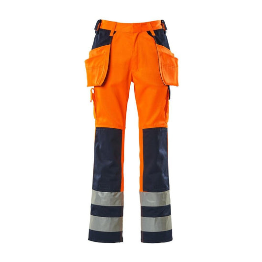MASCOT® Almas pantalones artesanos, naranja de alta visibilidad/azul marino