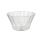 The Starpak 10 ice cream and dessert bowls round 400 ml, Ø 12 cm, 7 cm clear plastic bowls (10 pieces) have slightly flared sides and a flat bottom, ideal for desserts, depicted against a plain white background.