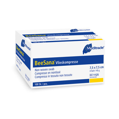 Compresa de vellón BeeSana®, no estéril, cuádruple, 40 g, 7,5 x 7,5 cm | Paquete (100 piezas)