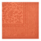 Eine 40 x 40 cm große terrakottafarbene PAPSTAR-Serviette "ROYAL Collection" der PAPSTAR GmbH mit geprägtem Paisley- und Blumenmuster und strukturierter Oberfläche, erhältlich im 50er-Pack mit 1/4-Falz.