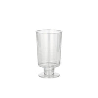 A set of 10 clear, one-piece Starpak stemmed glasses for white wine (0.1 l, Ø 5.1 cm, 8.5 cm tall) is shown against a plain white background; they are made of high-quality PS and are ideal for serving white wine.