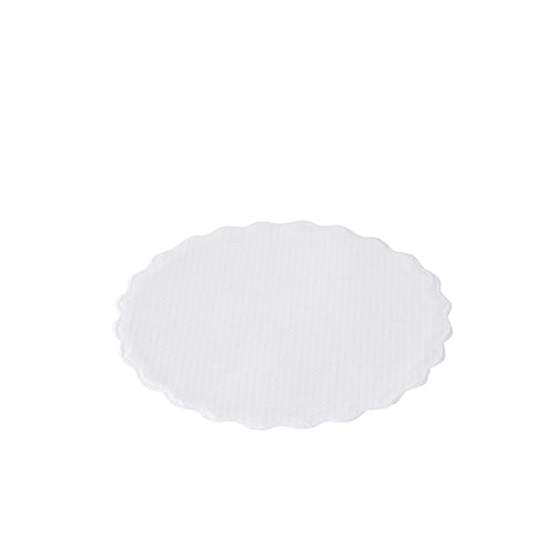 A PAPSTAR drip mat, round and white with Ø 8.5 cm from PAPSTAR GmbH, is placed in the center on a white background. The paper coasters come in a folding box with 500 pieces and are ideal for beverages.