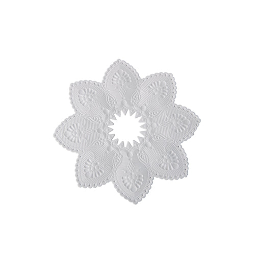 PAPSTAR manguitos para velas redondos, Ø 10 cm, blanco - película decorativa con diseño elegante y relieve floral de PAPSTAR GmbH, ideal como base elegante para velas (100 unidades).