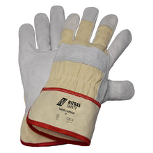 NITRAS APOLLO, guantes de piel de vacuno, color natural/gris