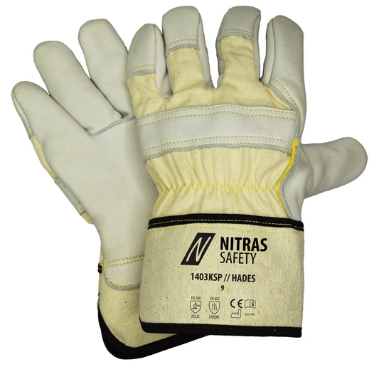 NITRAS HADES, cut protection gloves, natural color / gray