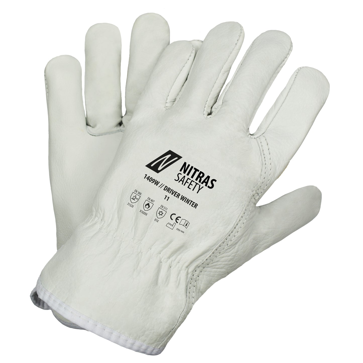 NITRAS DRIVER WINTER, guantes de piel de vacuno, gris