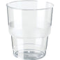 The drinking glass Tourmaline from Duni GmbH is a transparent PS drinking glass, 300 ml, with a flared rim and frosted band, depicted on a white background. Available in packs of 40 pieces.
