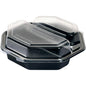 The Octaview® 2 food container from Duni GmbH has a modern black base and a clear lid (PS, 190x190x60 mm), depicted on a white background. Its rectangular design has rounded edges and raised sections on the transparent lid. Package: 290 pieces.