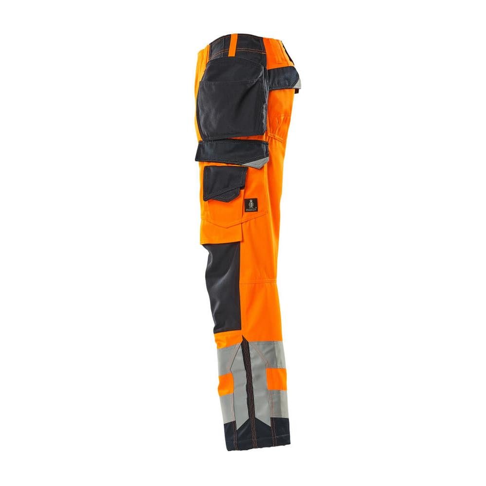 MASCOT® Wigan pantalones artesanales, naranja de alta visibilidad/negro-azul