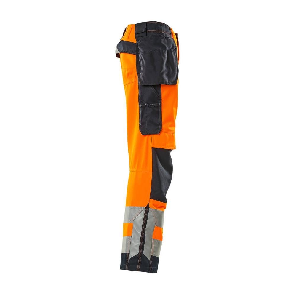 MASCOT® Wigan pantalones artesanales, naranja de alta visibilidad/negro-azul