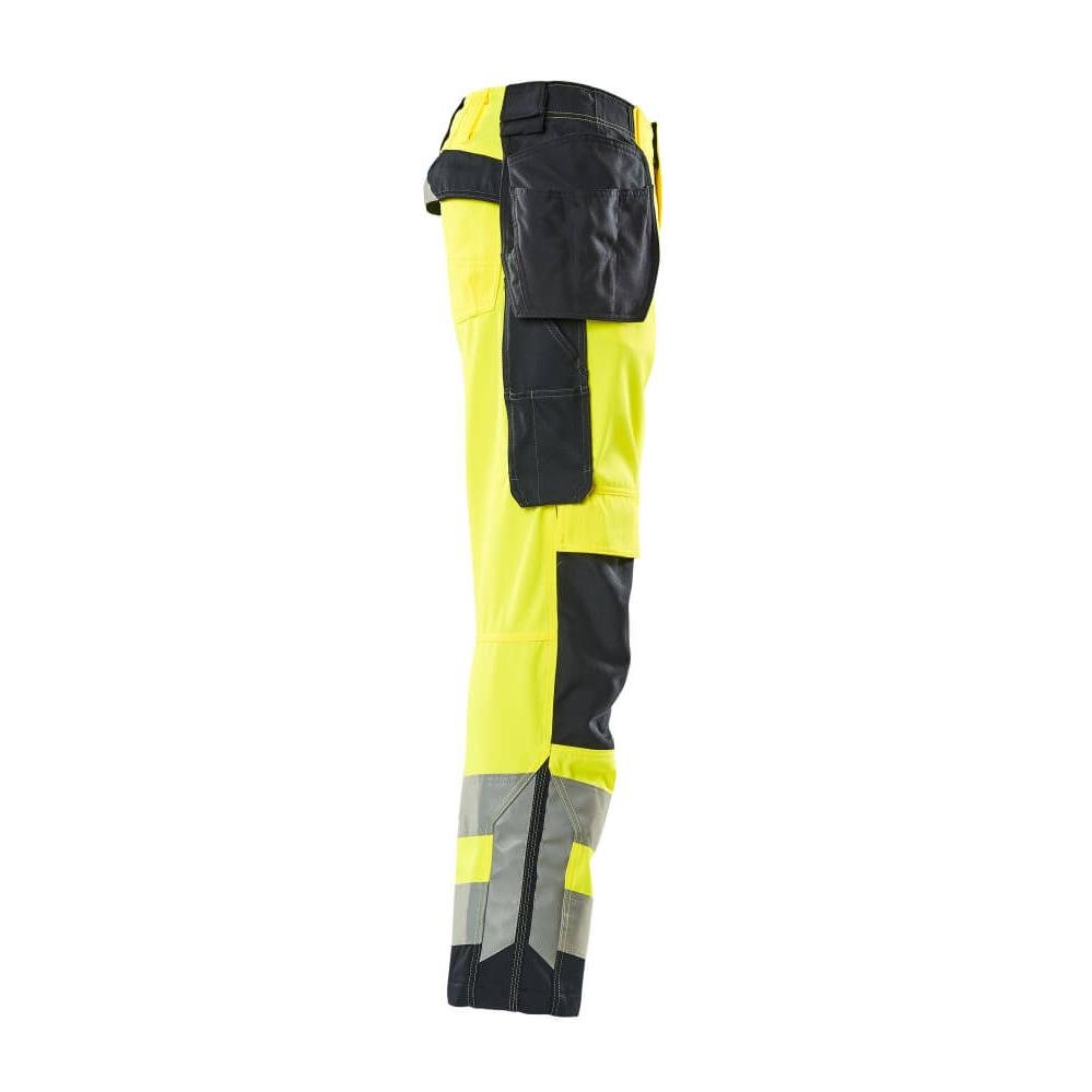 MASCOT® Wigan pantalones artesanales, amarillo de alta visibilidad/negro-azul