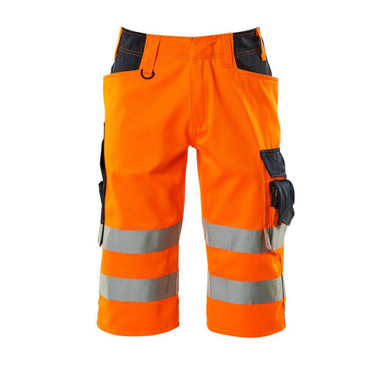 MASCOT® Luton pantalones tres cuartos, naranja de alta visibilidad/negro-azul