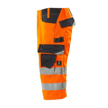 MASCOT® Luton pantalones tres cuartos, naranja de alta visibilidad/negro-azul