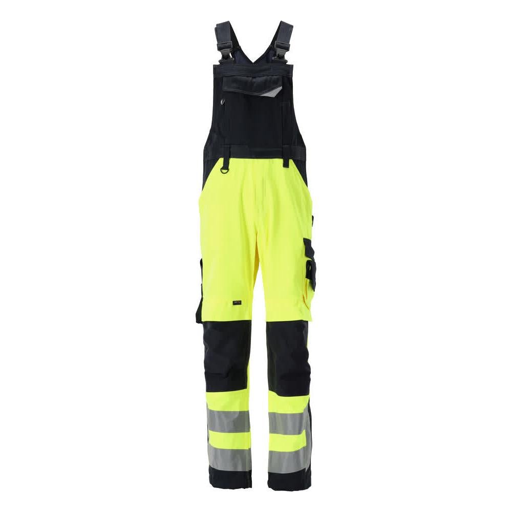 MASCOT® Newcastle dungarees, hi-vis yellow/black-blue