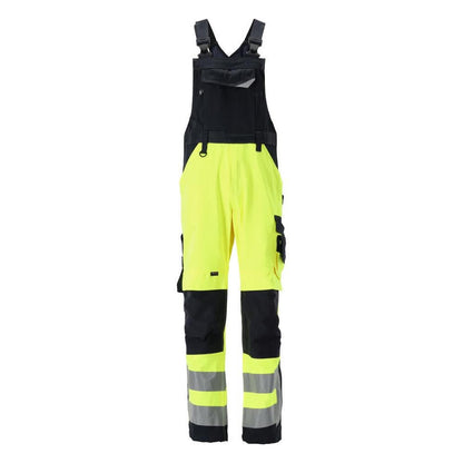 MASCOT® Newcastle dungarees, hi-vis yellow/black-blue